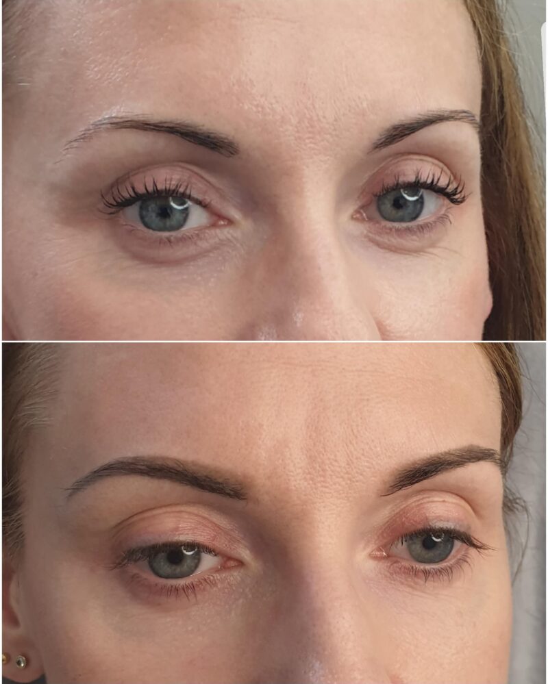 Makijaż permanentny brwi – przed zabiegiem i wygojone po pierwszym zabiegu